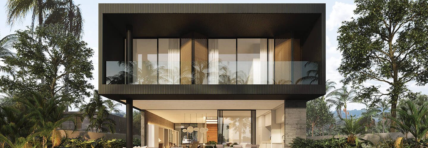 Perspectiva artística da piscina