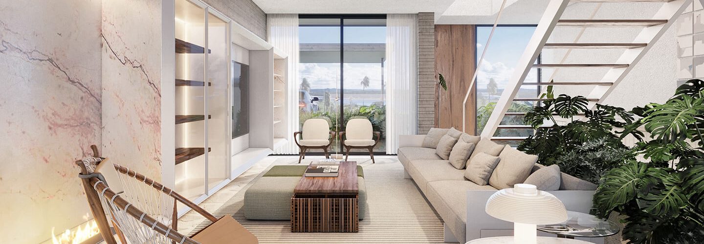 Perspectiva artística do living