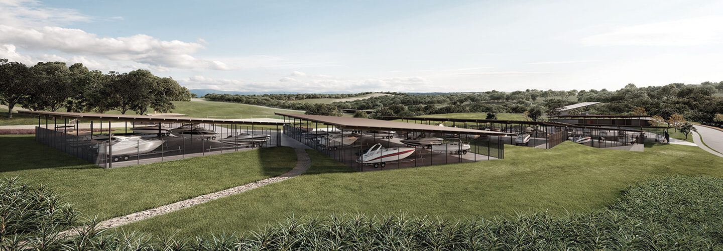 Perspectiva artística dos hangares