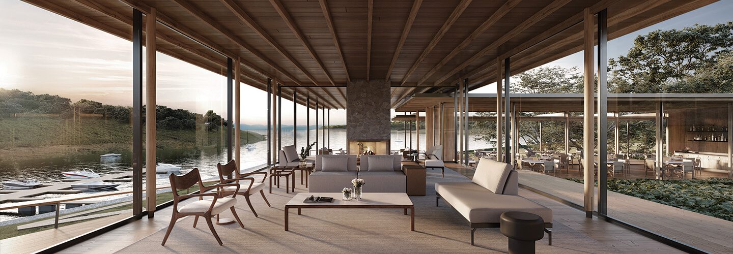 Perspectiva artística do lounge