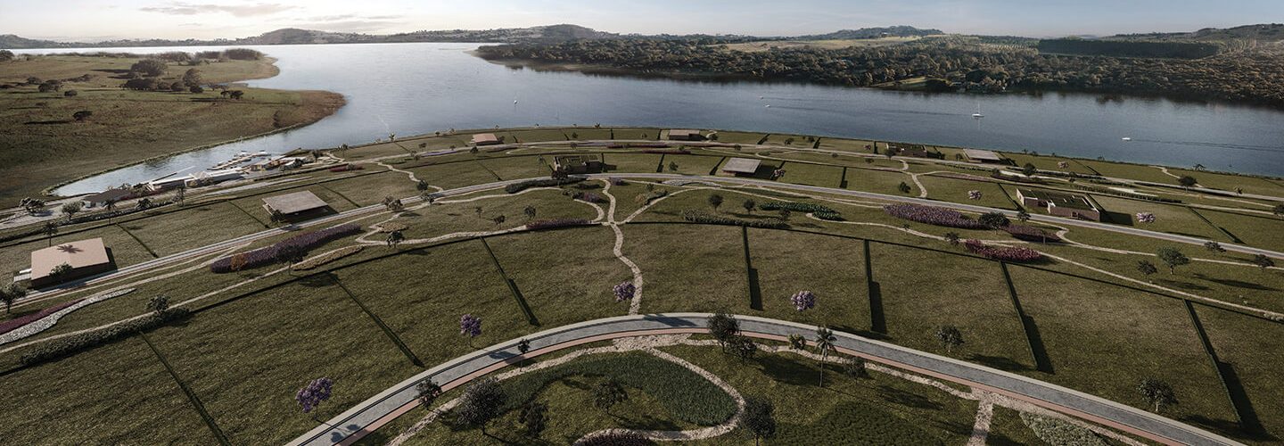 Perspectiva artística dos lotes e parques